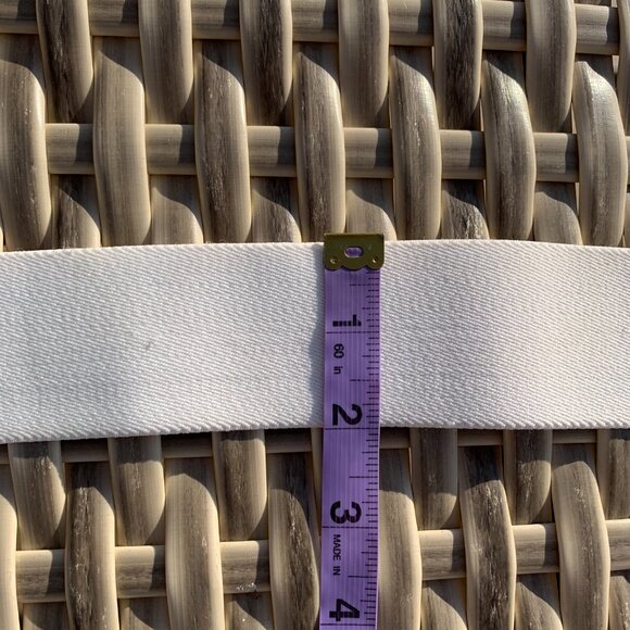 Vintage White Elastic Gold Red 80s Retro Glam Statement Buckle Wide Cinch Belt - Picture 9 of 11